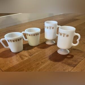 Vintage Butterfly Gold Pyrex mugs